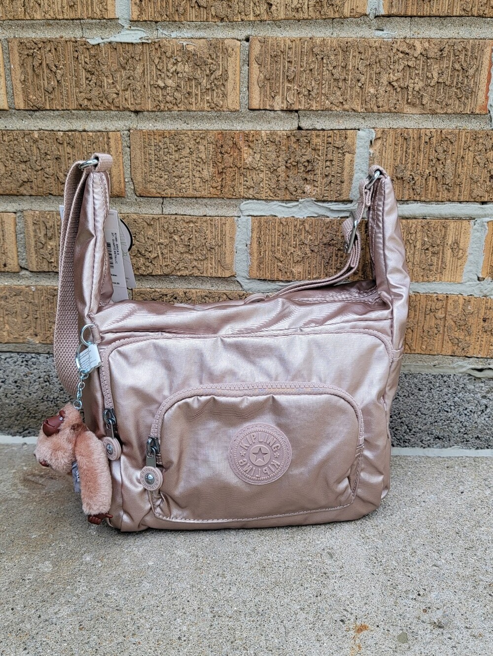 NWT Kipling Erica S Quartz Metallic Pink Crossbody